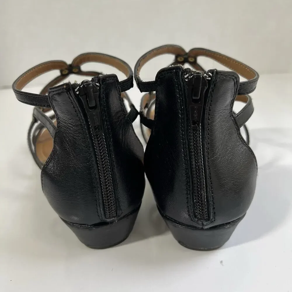 Montana Artisan Crafted Women Leather Gladiator Sandals Size 10 Black Flat